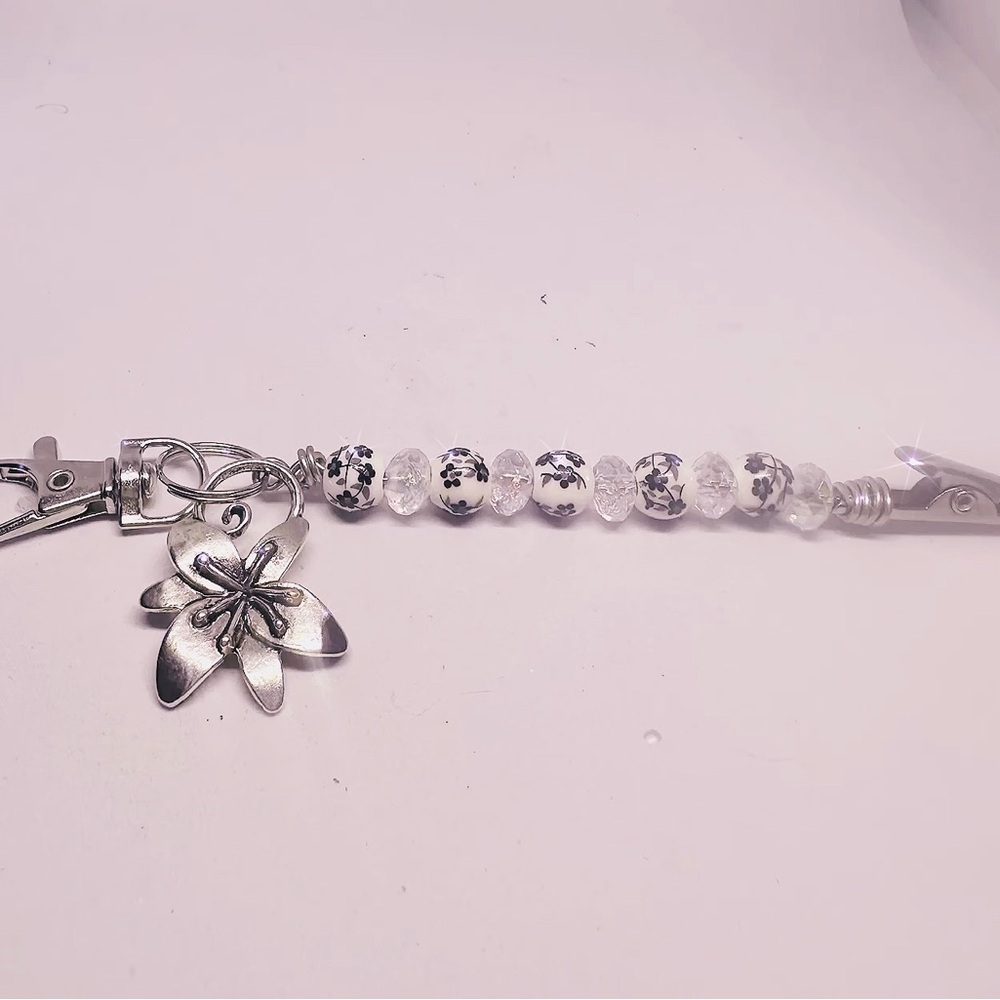 Artisan Silver Floral roach cLip smokers clip  Key & Card Holder